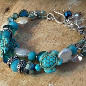 Turquoise Turtle Beaded Bracelet Set